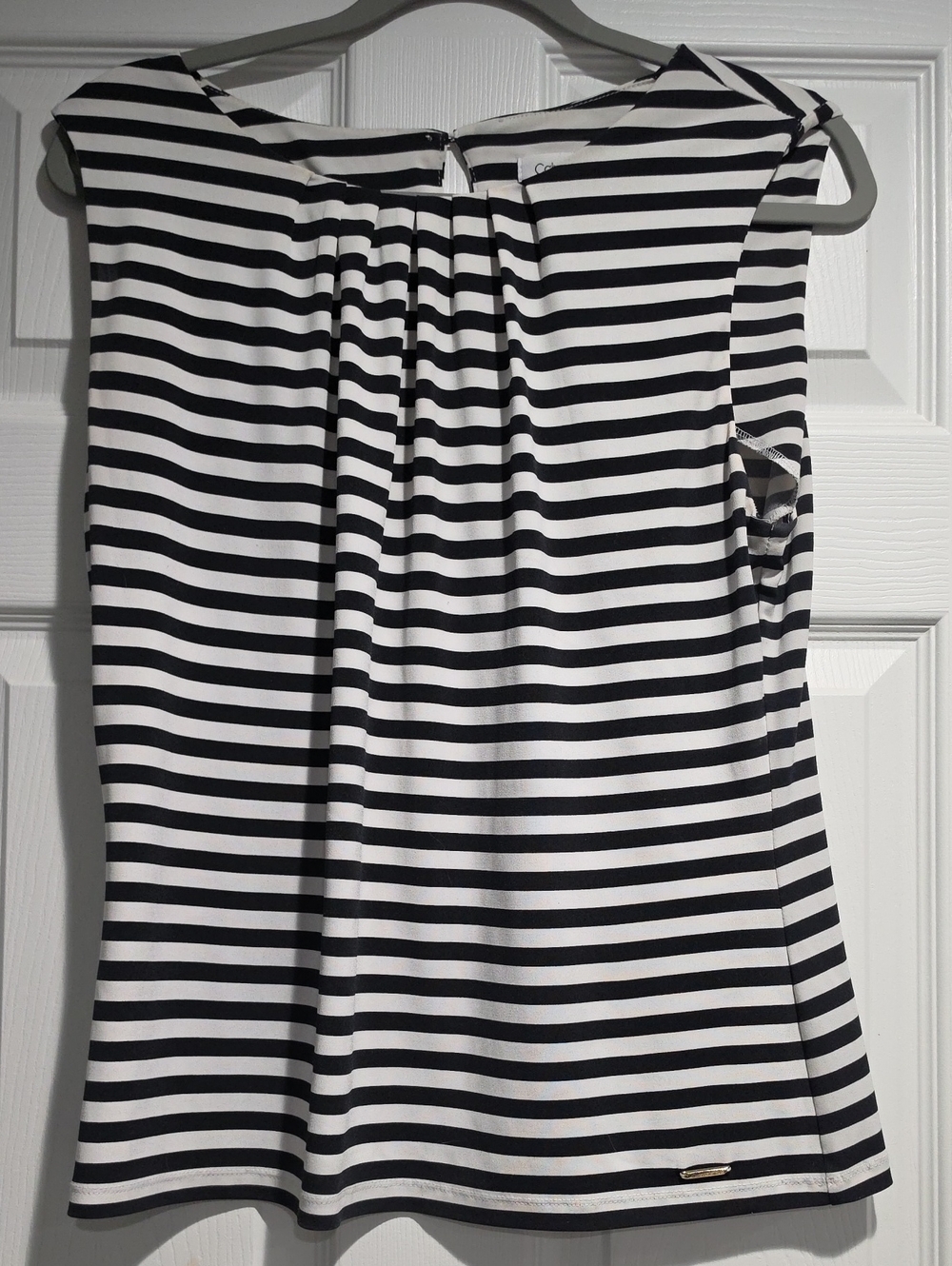 Calvin Klein Black and White Striped Sleeveless Camisole